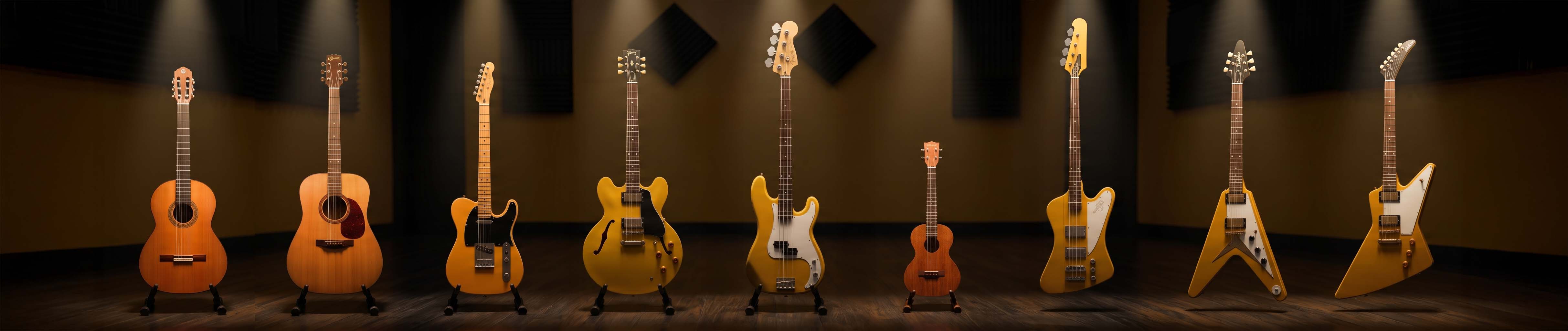 Comparativa de compatibilidad con 9 tipos de guitarras, bajos y ukeleles